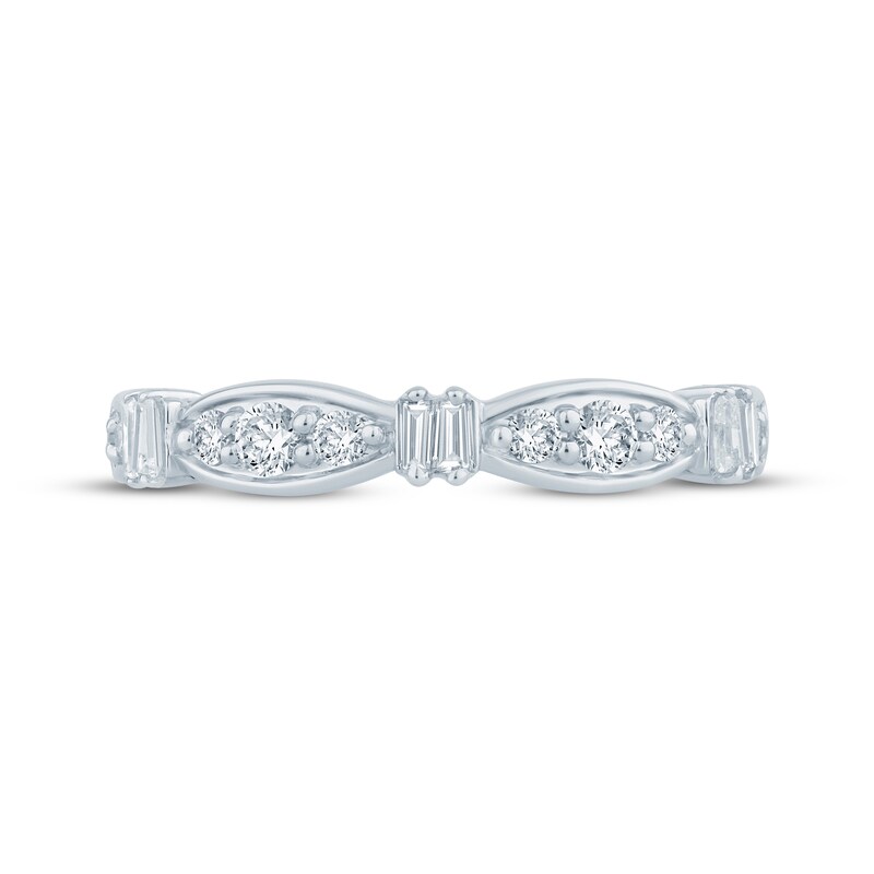 Main Image 3 of Now + Forever Baguette & Round-Cut Diamond Anniversary Ring 3/8 ct tw 10K White Gold