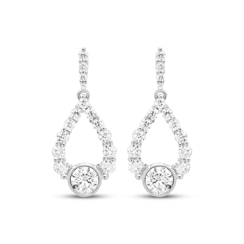Main Image 2 of Milestones Diamond Teardrop Dangle Earrings 1 ct tw 10K White Gold