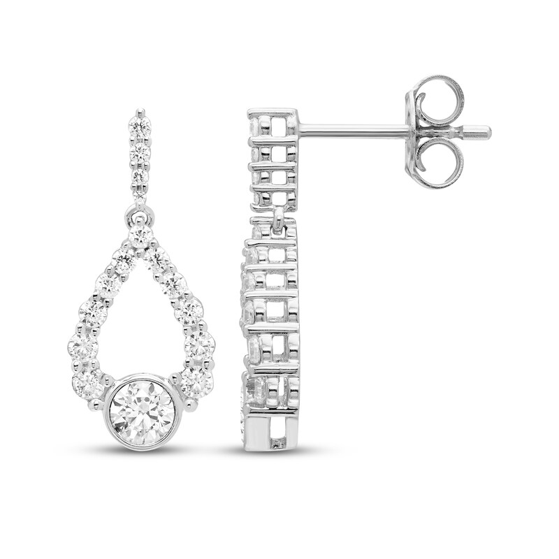 Main Image 3 of Milestones Diamond Teardrop Dangle Earrings 1 ct tw 10K White Gold