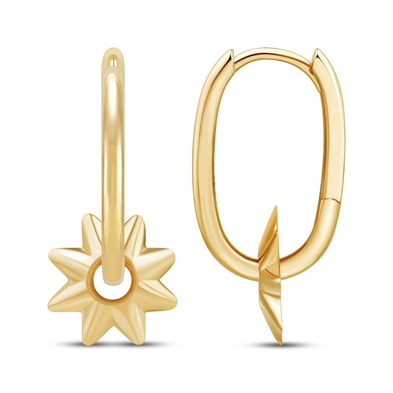 Main Image 3 of Charmed Memories Sun Dangle Hoop Earrings 10K Yellow Gold