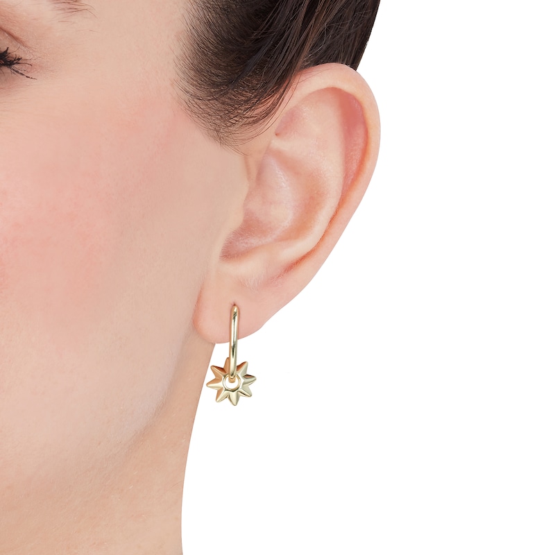 Main Image 4 of Charmed Memories Sun Dangle Hoop Earrings 10K Yellow Gold