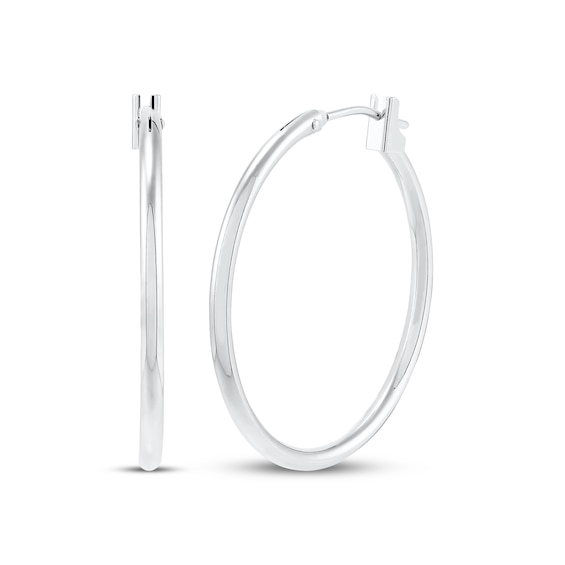Hoop Earrings 14K White Gold 25mm