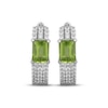Thumbnail Image 2 of Emerald-Cut Peridot & White Lab-Created Sapphire Huggie Hoop Earrings Sterling Silver
