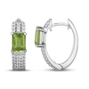 Thumbnail Image 3 of Emerald-Cut Peridot & White Lab-Created Sapphire Huggie Hoop Earrings Sterling Silver