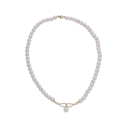 Cultured Pearl Loop Necklace 10K Yellow Gold 18"