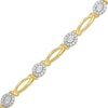 Thumbnail Image 2 of Diamond Oval Halo Link Bracelet 1/2 ct tw 10K Yellow Gold 7&quot;