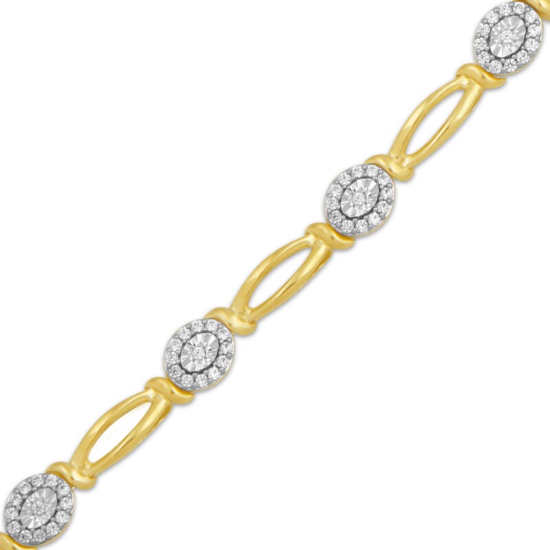 Main Image 2 of Diamond Oval Halo Link Bracelet 1/2 ct tw 10K Yellow Gold 7&quot;