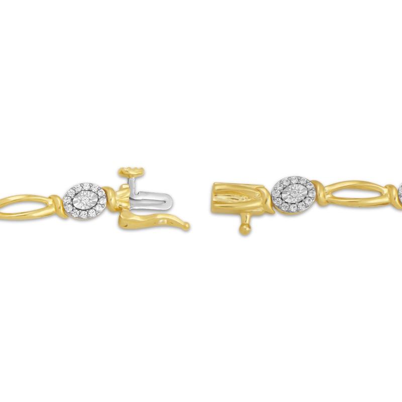 Main Image 3 of Diamond Oval Halo Link Bracelet 1/2 ct tw 10K Yellow Gold 7&quot;