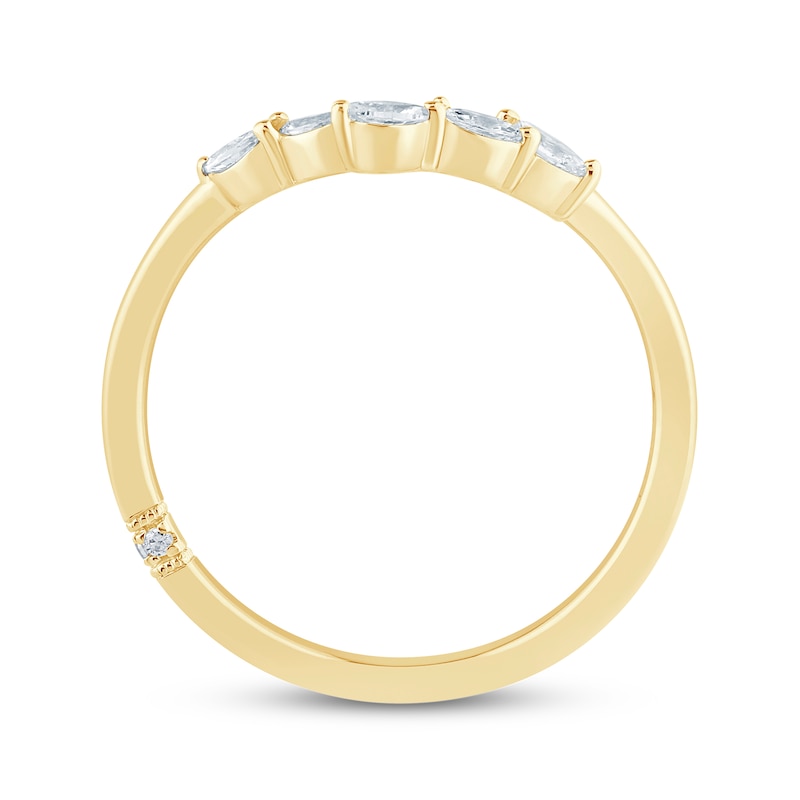 Main Image 3 of Monique Lhuillier Bliss Marquise-Cut Lab-Grown Diamond Contour Wedding Band 1/6 ct tw 18K Yellow Gold
