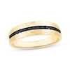 Thumbnail Image 1 of Now + Forever Men's Black Diamond Hammered Wedding Band 3/8 ct tw 10K Yellow Gold