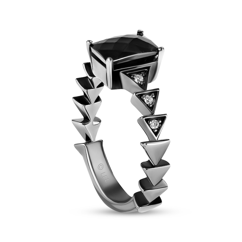 Main Image 2 of Star Wars Octagon-Cut Black Onyx & Diamond Ring 1/20 ct tw Black Rhodium-Plated Sterling Silver
