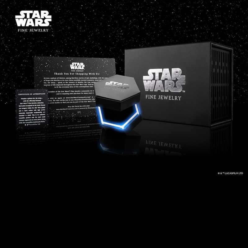 Main Image 3 of Star Wars Octagon-Cut Black Onyx & Diamond Ring 1/20 ct tw Black Rhodium-Plated Sterling Silver