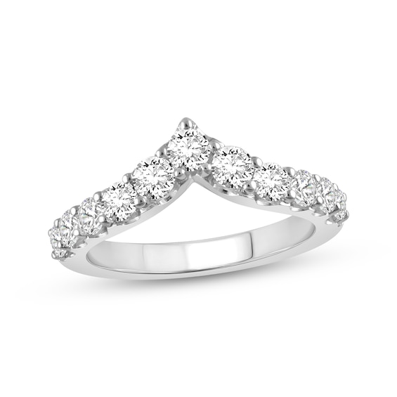 Lab-Grown Diamond Chevron Anniversary Ring 1 ct tw 10K White Gold