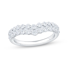 Now + Forever Diamond Three-Row Contour Anniversary Ring 1 ct tw 14K White Gold