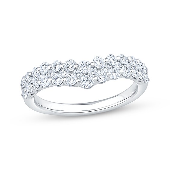 Now + Forever Diamond Three-Row Contour Anniversary Ring 1 ct tw 14K White Gold