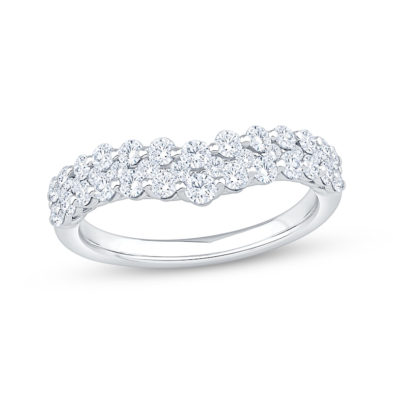 Main Image 1 of Now + Forever Diamond Three-Row Contour Anniversary Ring 1 ct tw 14K White Gold