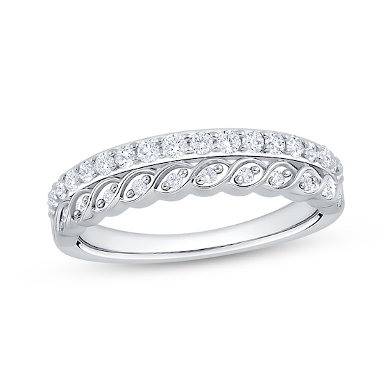 Now + Forever Diamond Scalloped Two-Row Anniversary Ring 3/8 ct tw 10K White Gold