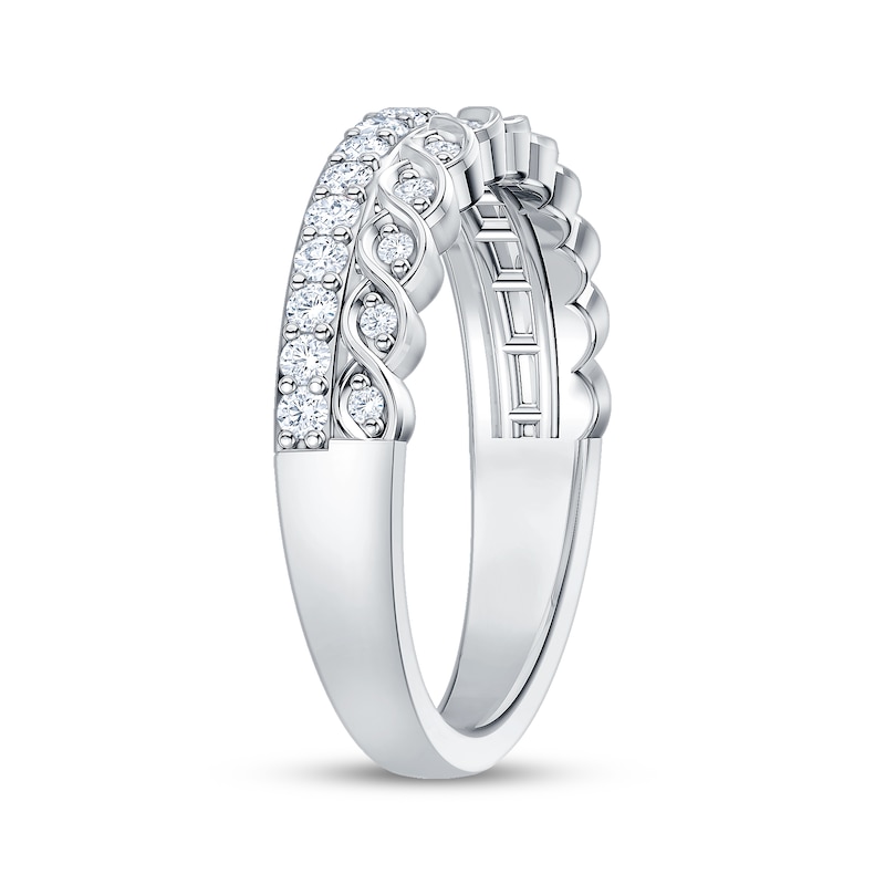 Main Image 2 of Now + Forever Diamond Scalloped Two-Row Anniversary Ring 3/8 ct tw 10K White Gold