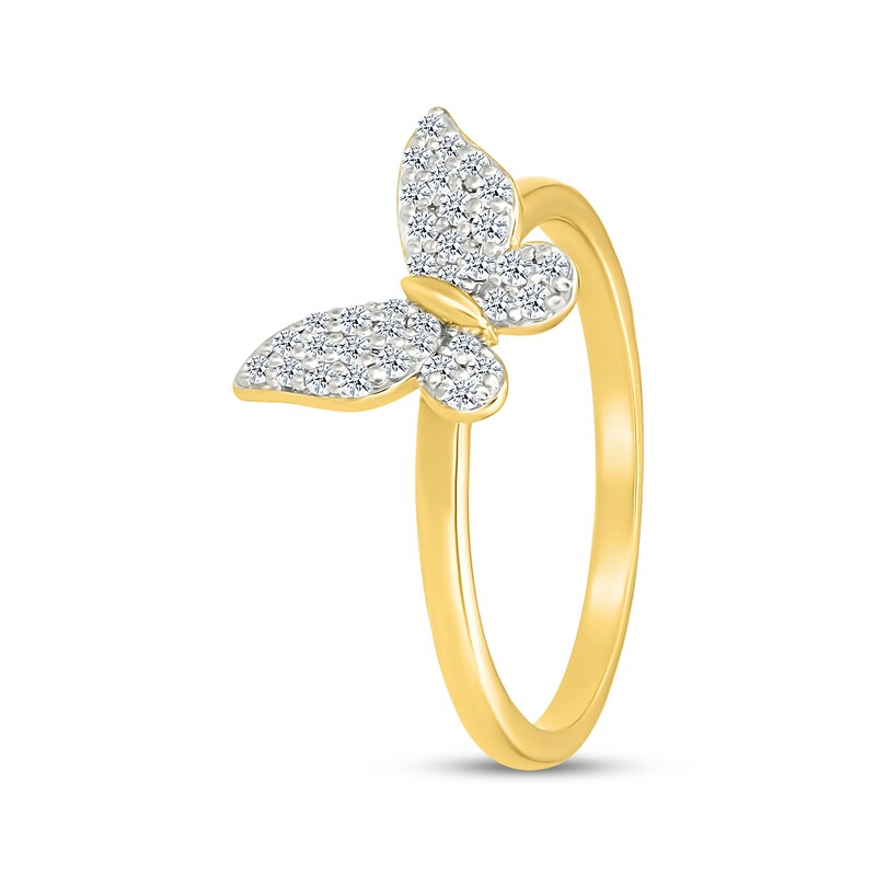 Main Image 2 of Diamond Tilted Butterfly Ring 1/5 ct tw 10K Yellow Gold