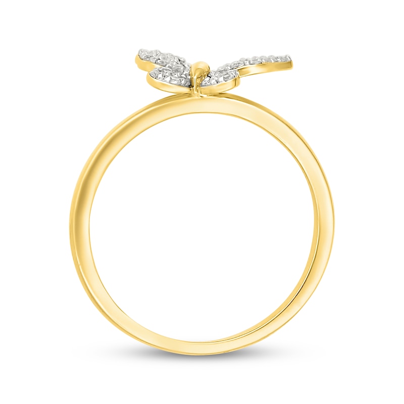 Main Image 3 of Diamond Tilted Butterfly Ring 1/5 ct tw 10K Yellow Gold