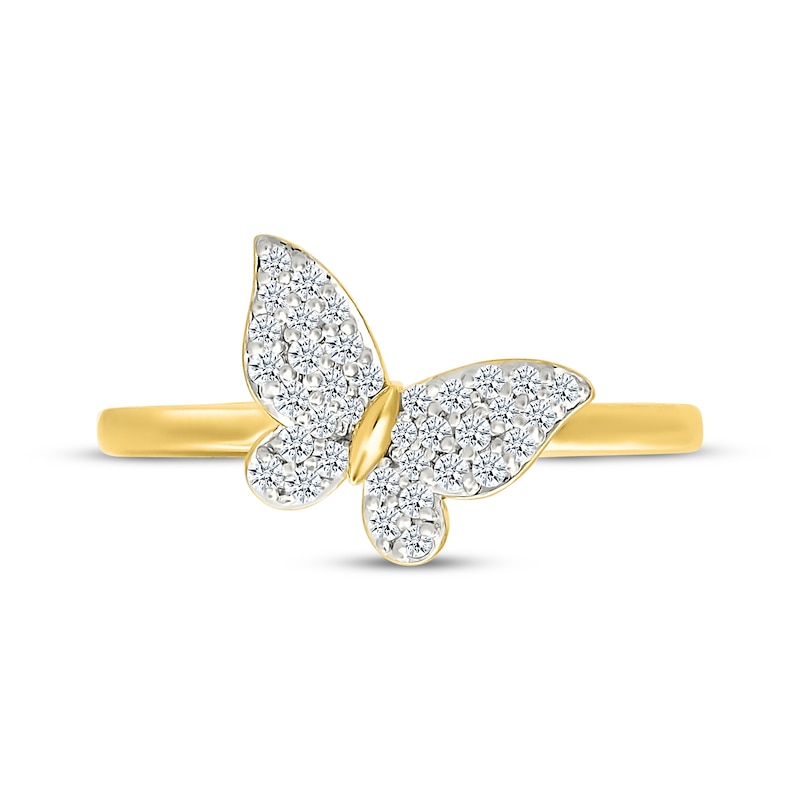 Main Image 4 of Diamond Tilted Butterfly Ring 1/5 ct tw 10K Yellow Gold