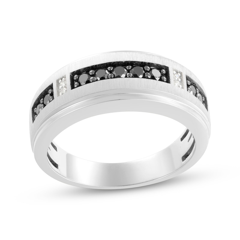 Main Image 1 of Now + Forever Men's Black & White Diamond Wedding Band 3/8 ct tw 10K White Gold