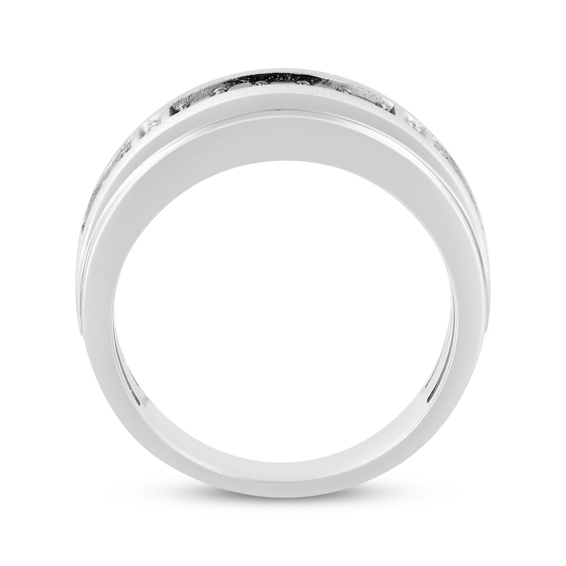 Main Image 3 of Now + Forever Men's Black & White Diamond Wedding Band 3/8 ct tw 10K White Gold