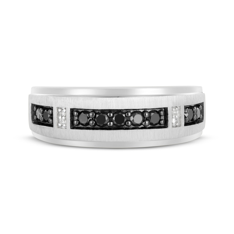 Main Image 4 of Now + Forever Men's Black & White Diamond Wedding Band 3/8 ct tw 10K White Gold