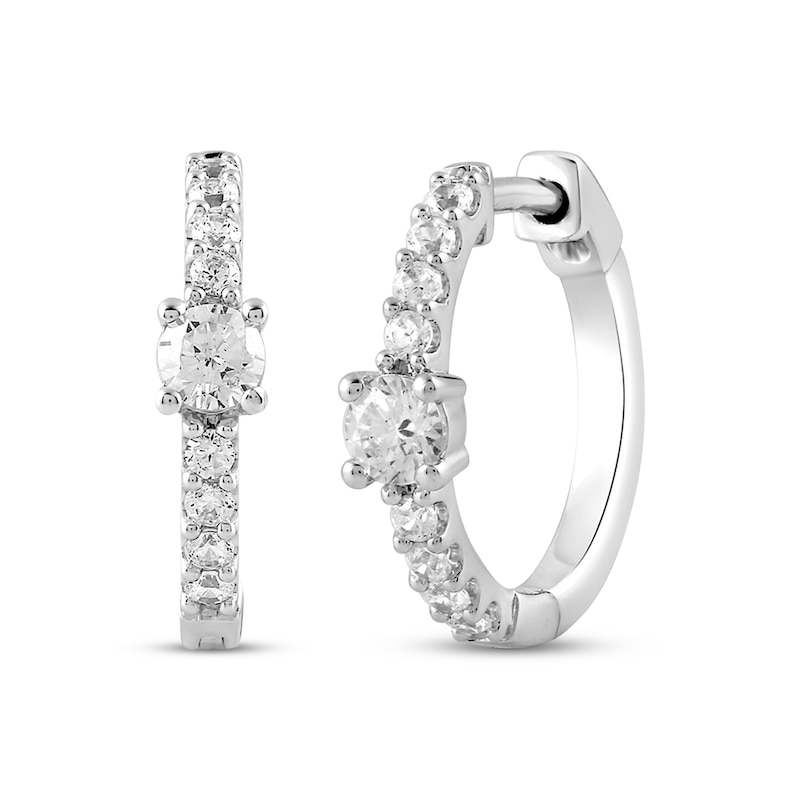 Main Image 2 of Lab-Grown Diamond Hoop & Stud Earrings Gift Set 3/4 ct tw Sterling Silver