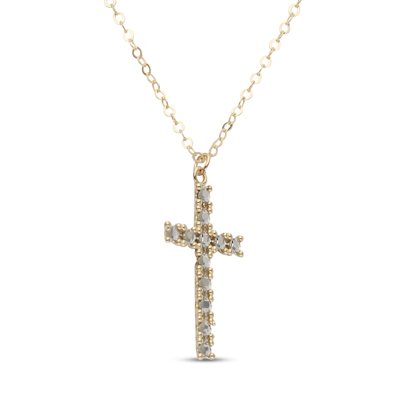 Main Image 2 of Diamond-Cut Cross Necklace 10K Two-Tone Gold 18"