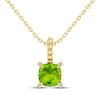 Thumbnail Image 1 of Cushion-Cut Peridot & Diamond Accent Necklace 10K Yellow Gold 18"