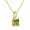 Thumbnail Image 2 of Cushion-Cut Peridot & Diamond Accent Necklace 10K Yellow Gold 18"
