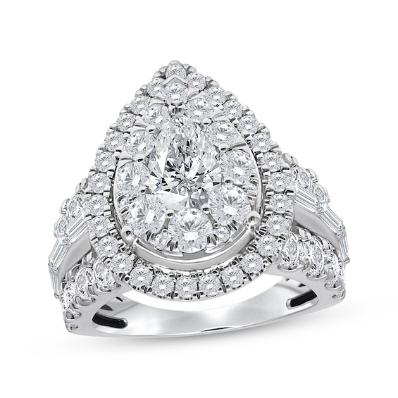 Pear-Shaped Lab-Grown Diamond Engagement Ring 4 ct tw 14K White Gold