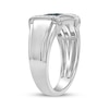 Thumbnail Image 2 of Men's Blue & White Diamond Rectangle-Top Ring 1/3 ct tw Sterling Silver