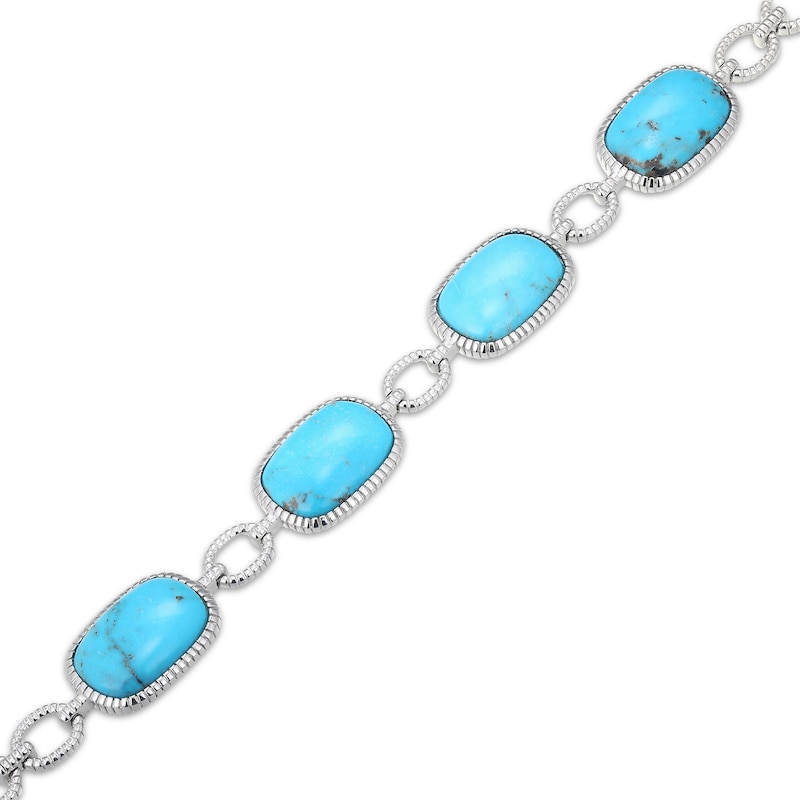 Main Image 2 of Oval-Cut Turquoise Link Bracelet Sterling Silver 7.25"