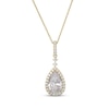 Thumbnail Image 1 of Pear-Shaped White Lab-Created Sapphire Drop Necklace 24K Yellow Gold Vermeil Sterling Silver 18"