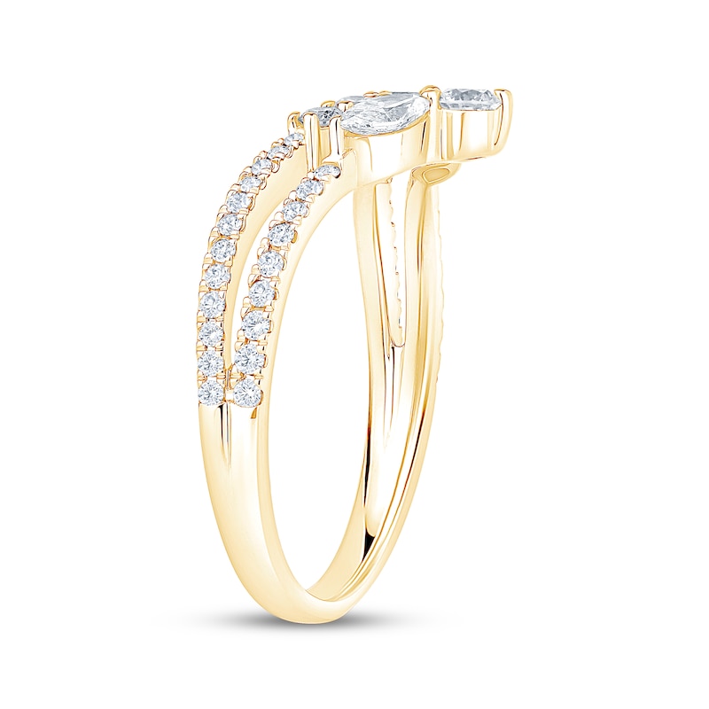 Main Image 2 of Now + Forever Lab-Grown Diamonds Marquise & Round-Cut Contour Ring 5/8 ct tw 14K Yellow Gold