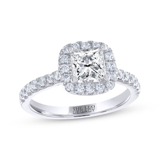 THE LEO Legacy Lab-Grown Diamond Princess-Cut Halo Engagement Ring 1-3/8 ct tw 14K White Gold