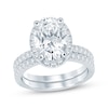 Thumbnail Image 1 of Lab-Grown Diamonds Oval-Cut Halo Bridal Set 3-3/4 ct tw 14K White Gold