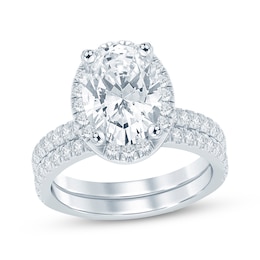 Lab-Grown Diamonds Oval-Cut Halo Bridal Set 3-3/4 ct tw 14K White Gold