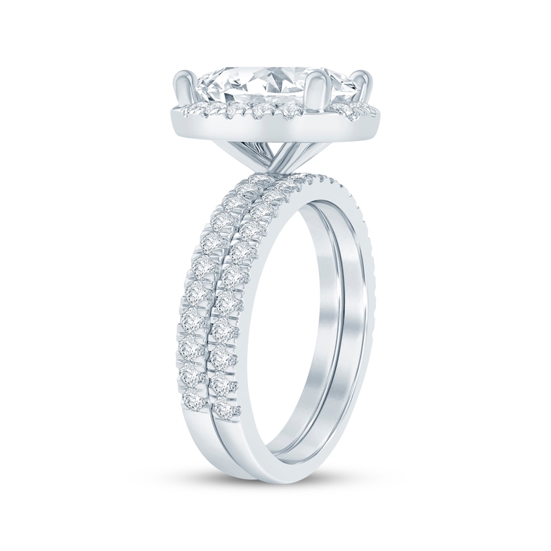 Main Image 2 of Lab-Grown Diamonds Oval-Cut Halo Bridal Set 3-3/4 ct tw 14K White Gold