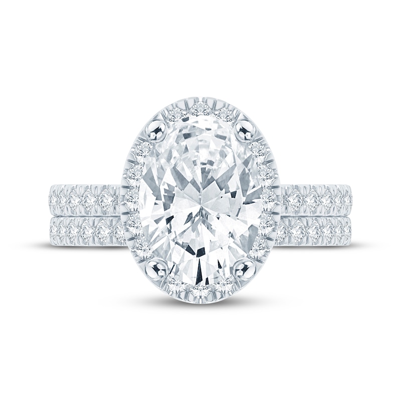 Main Image 3 of Lab-Grown Diamonds Oval-Cut Halo Bridal Set 3-3/4 ct tw 14K White Gold