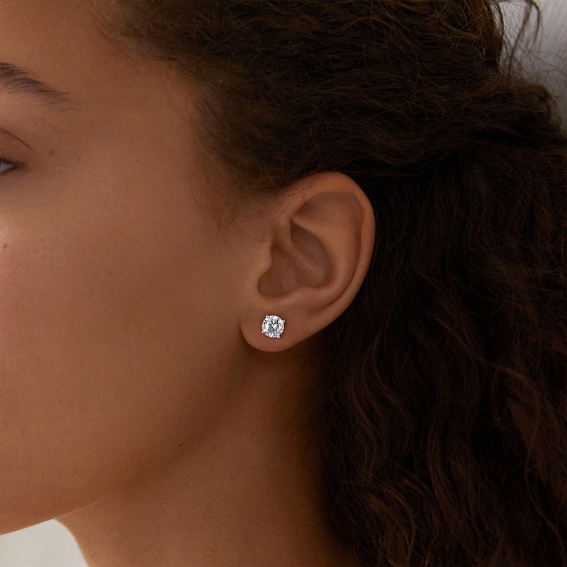 Main Image 4 of KAY Lab-Grown Diamonds Round-Cut Solitaire Stud Earrings 3 ct tw 14K White Gold (F/SI2)