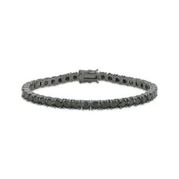 Men's Black Spinel Line Bracelet 4mm Black Ion-Plated Sterling Silver 8"