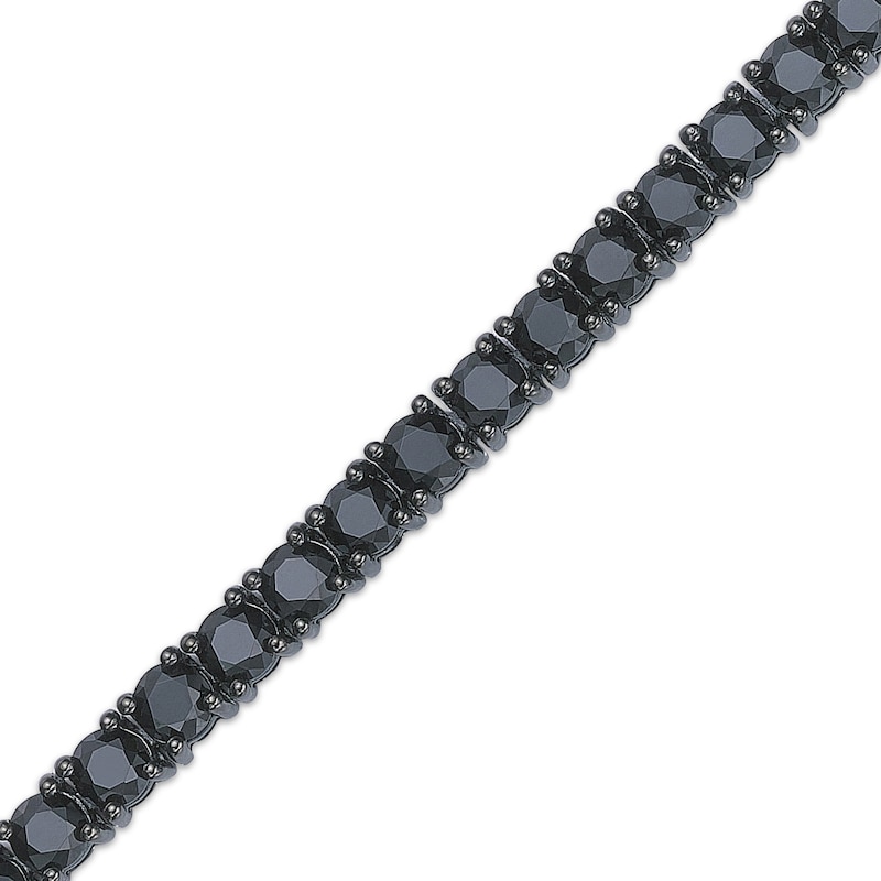 Main Image 2 of Men's Black Spinel Line Bracelet 4mm Black Ion-Plated Sterling Silver 8"
