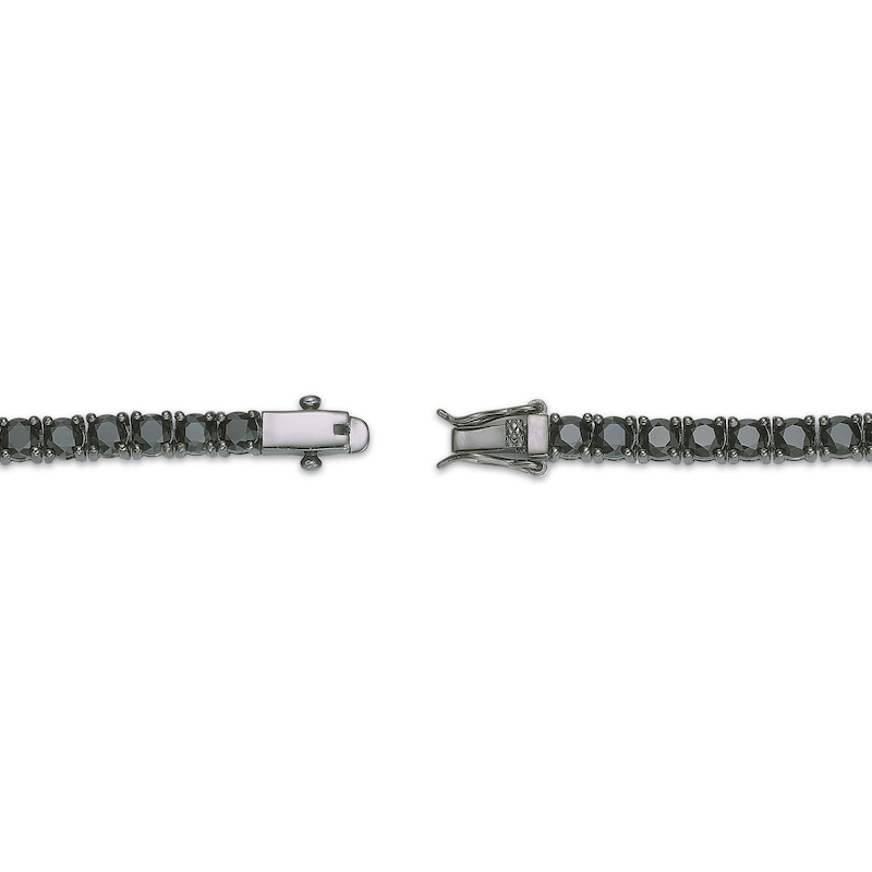 Main Image 3 of Men's Black Spinel Line Bracelet 4mm Black Ion-Plated Sterling Silver 8"