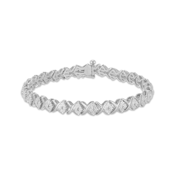 Diamond "XO" Link Bracelet 1/10 ct tw Sterling Silver 7.25"
