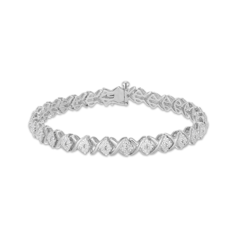Main Image 1 of Diamond "XO" Link Bracelet 1/10 ct tw Sterling Silver 7.25"