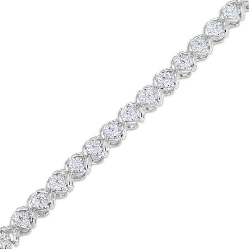 Main Image 2 of Diamond "XO" Link Bracelet 1/10 ct tw Sterling Silver 7.25"