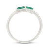 Thumbnail Image 3 of Baguette-Cut Lab-Created Emerald & White Lab-Created Sapphire Bypass Ring Sterling Silver